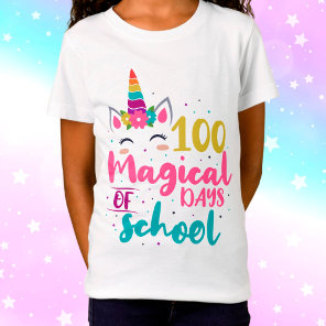 Cute Unicorn 100 Magical Days Of School T-Shirt