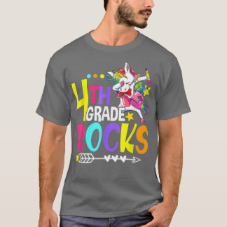 Cute Unicorn 4th Grade Rocks Funny First Day Back T-Shirt