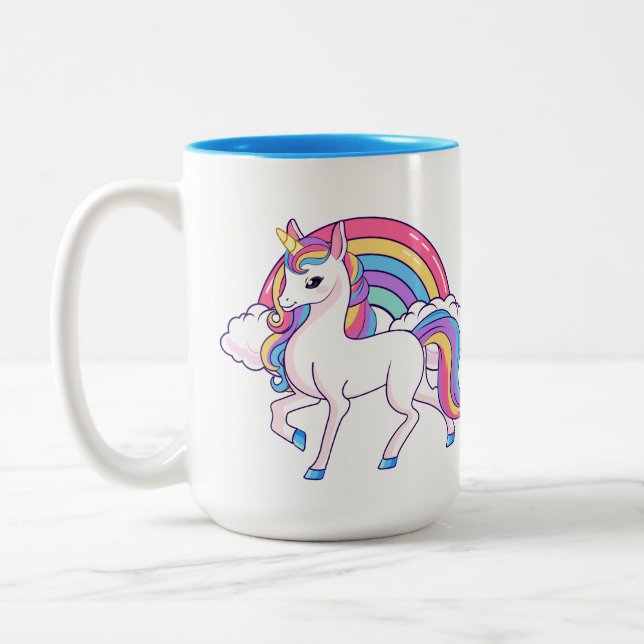 cute unicorn add monogram Coffee Mug (Left)