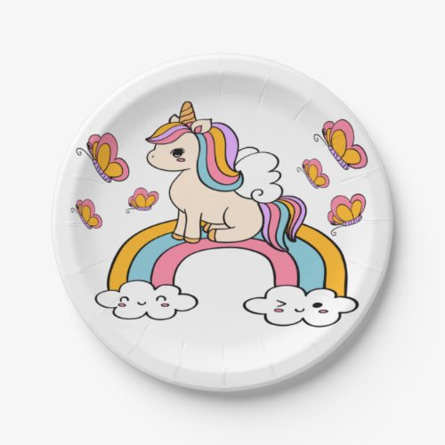 Cute Unicorn and Butterflies Napkins Paper Plates