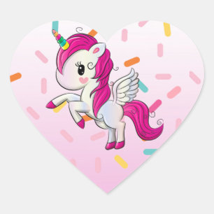 Cute Unicorn and Candy Sprinkles Heart Sticker