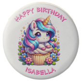Cute Unicorn and Cupcake Personalized Birthday Chocolate Covered Oreo (Front)