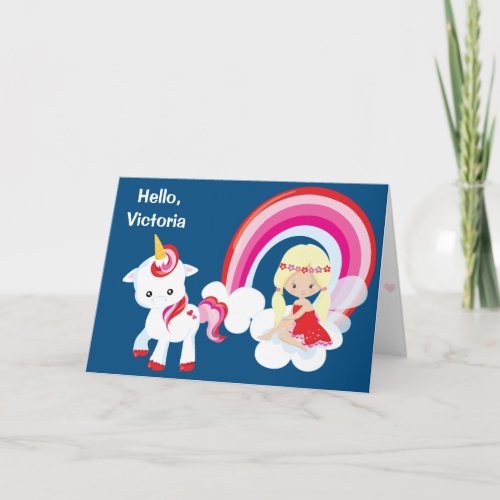 Cute Unicorn and Fairy Princess Valentine Card