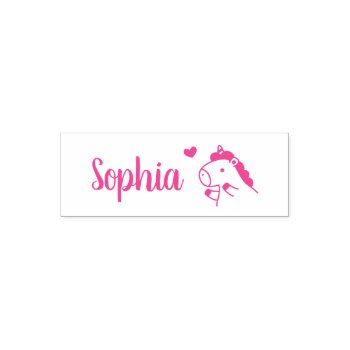 Cute Unicorn And Heart  Girls Name Self-inking Stamp by RustyDoodle at Zazzle