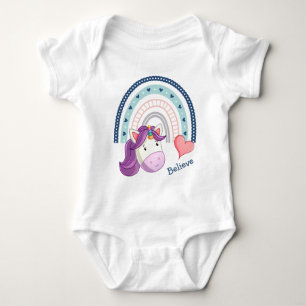Cute Unicorn and Heart Rainbow Baby Bodysuit