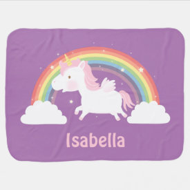 Cute Unicorn and Rainbow Baby Girls Blanket