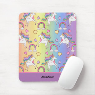 Cute Unicorn and Rainbow Pattern Customizable Mouse Pad