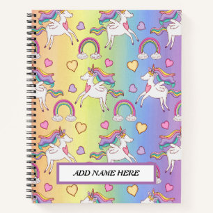 Cute Unicorn and Rainbow Pattern  Notebook