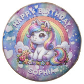 Cute Unicorn and Rainbow Personalized Birthday Chocolate Covered Oreo (Front)