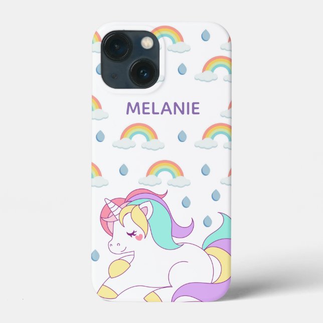 Cute Unicorn and Rainbows Personalised  Case-Mate iPhone Case (Back)