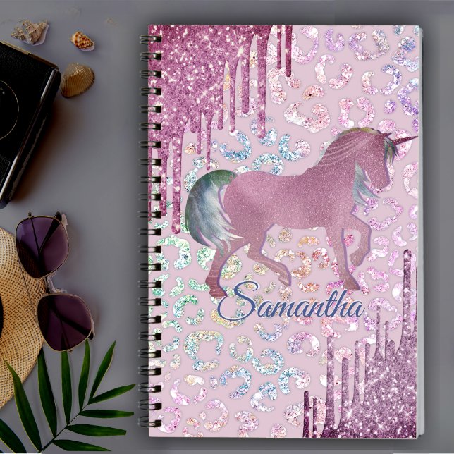 Cute Unicorn Animal Print Drips monogram  Notebook (Creator Uploaded)