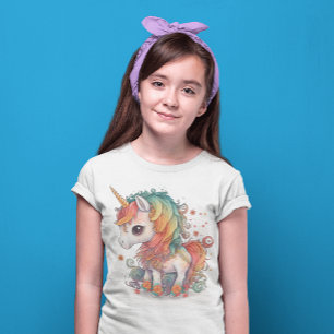 cute unicorn art girls t-shirts