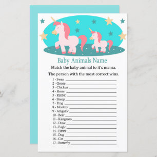 Cute Unicorn Baby Animals Name Game