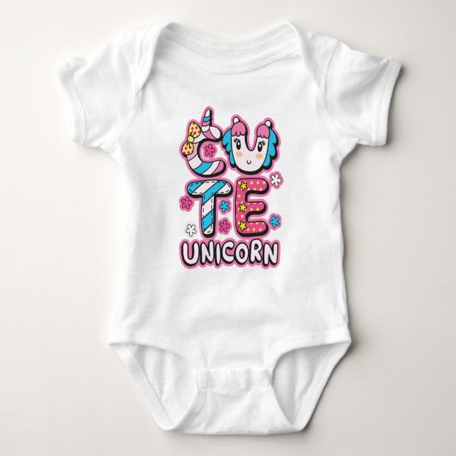 Cute unicorn  baby bodysuit (Front)