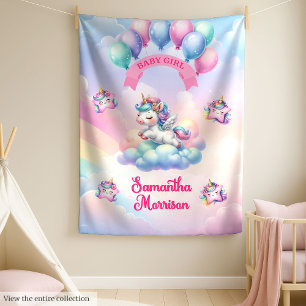 Cute Unicorn Baby Shower Blanket Clouds Rainbow