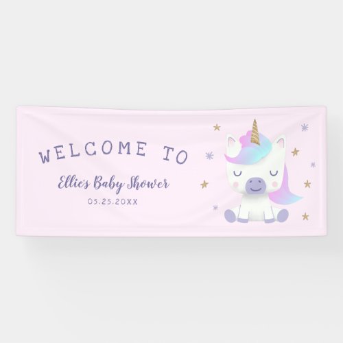 Cute Unicorn Baby Shower Welcome Banner