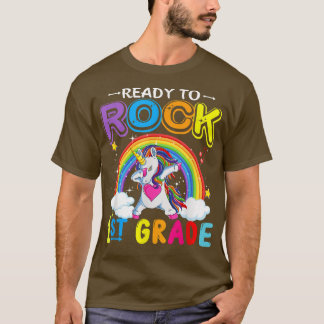 Cute Unicorn Back To School Ready To Rock 1st Grad T-Shirt