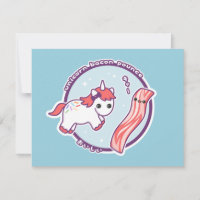 Cute Unicorn Bacon Birthday Party Invitations