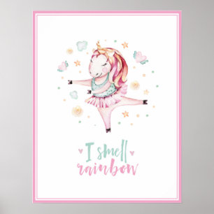 cute unicorn ballerina girly pink kids poster