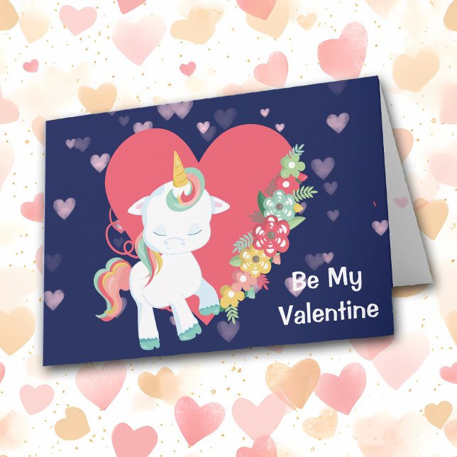 Cute Unicorn Be My Valentine Card (Creator Uploaded)