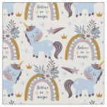 Cute Unicorn Believe in Magic Pattern Fabric