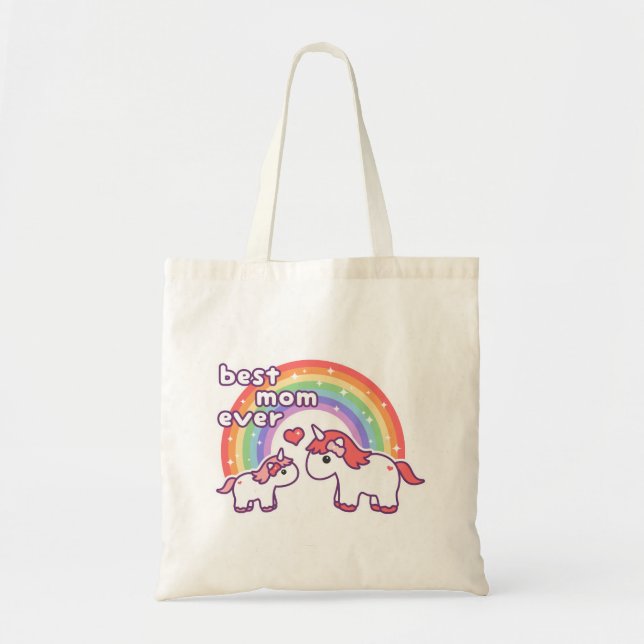 Cute Unicorn Best Mom Ever Tote Bag (Front)