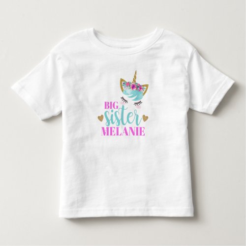 Cute Unicorn Big Sister Personalized Baby Kids or Toddler T_shirt