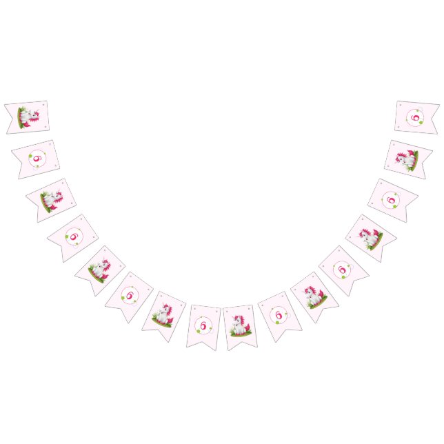 Cute Unicorn Birthday Age Bunting Flags (All)