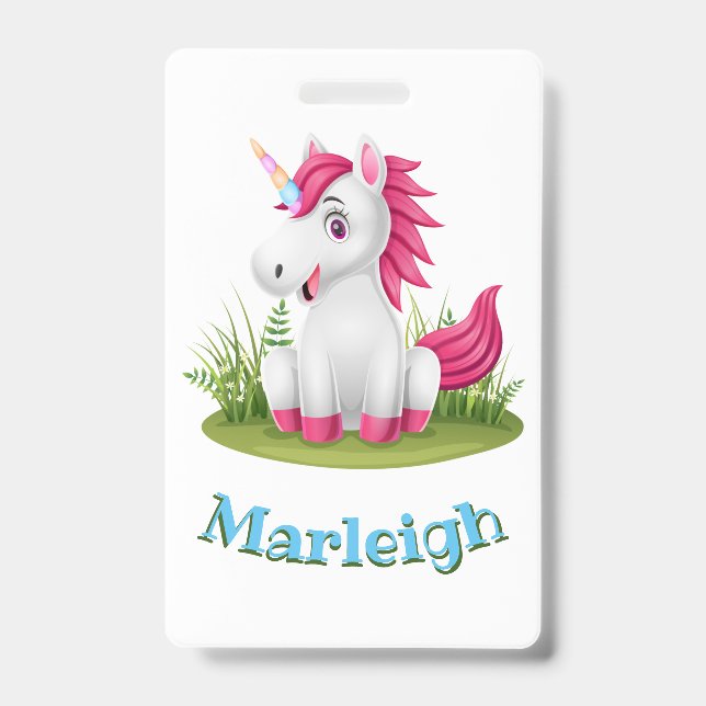 Cute Unicorn Birthday Badge Party Favor (Front)