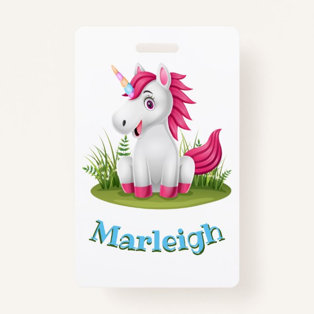 Cute Unicorn Birthday Badge Party Favor (Front)