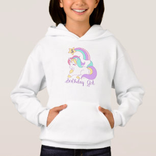 Cute Unicorn Birthday Custom Number Typography Art Hoodie