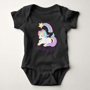 Cute Unicorn Birthday Girl Trendy Typography Art Baby Bodysuit