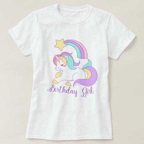 Cute Unicorn Birthday Girl Trendy Typography Art T_Shirt