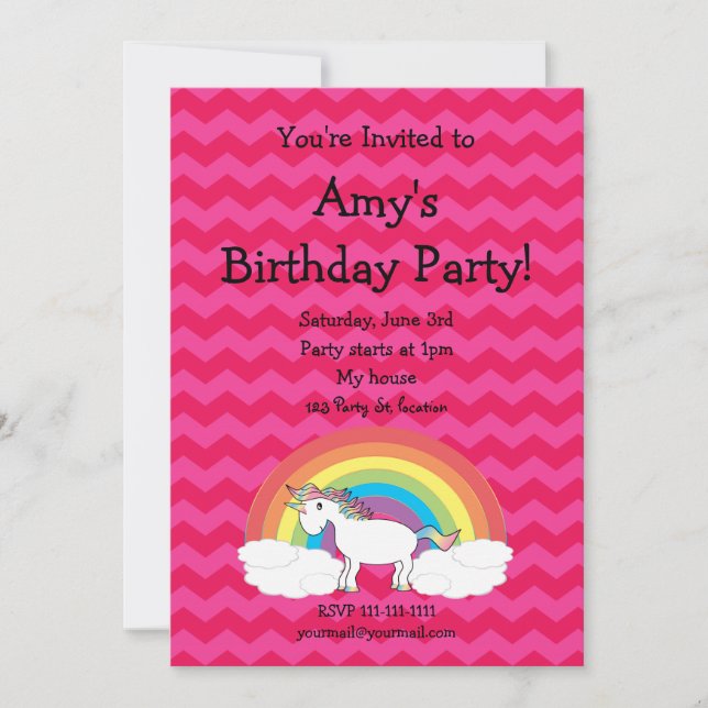 Cute unicorn birthday invitation (Front)
