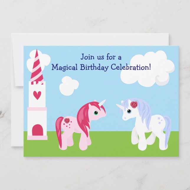 Cute Unicorn Birthday Invitation (Front)