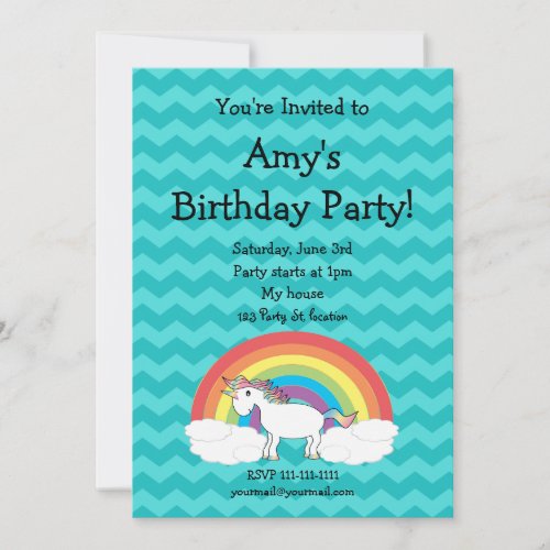 Cute unicorn birthday invitation