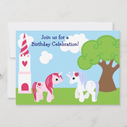 Cute Unicorn Birthday Invitation