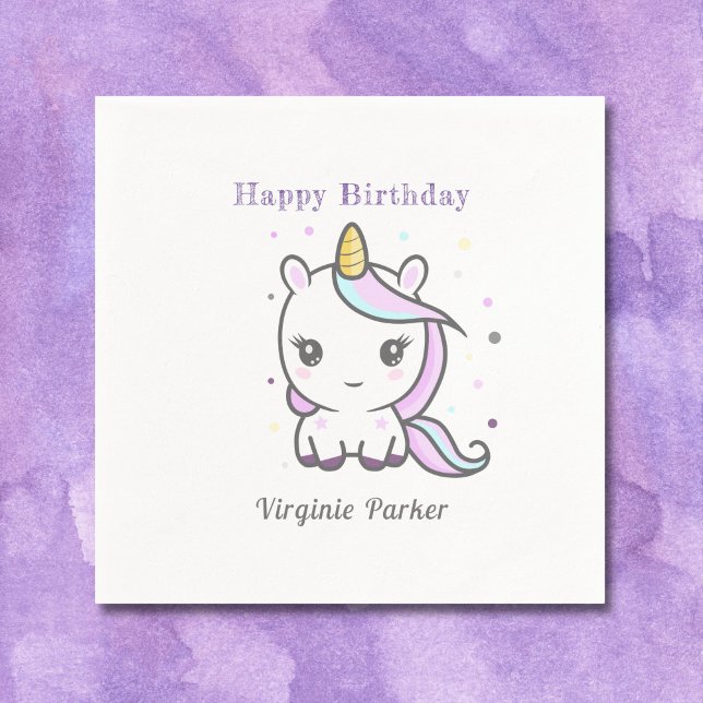 Cute Unicorn Birthday Napkins (Cute Unicorn Birthday Napkins)
