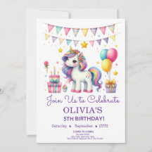 Cute Unicorn Birthday Party Any Age Invitation