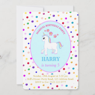 Cute Unicorn Birthday Party Invitation