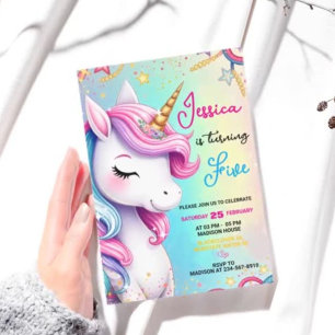 Cute Unicorn Birthday Party Invitation Template