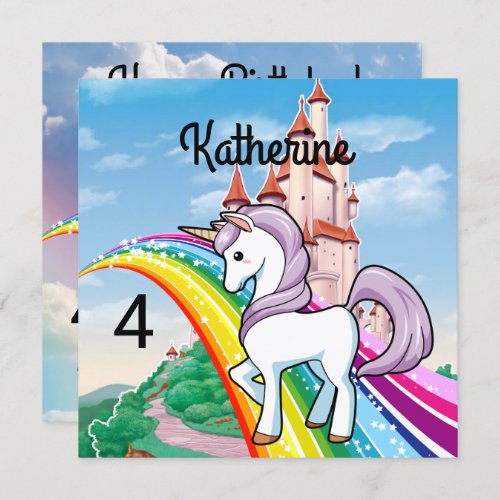 Cute UNICORN Birthday Personalize Girls Name Age 