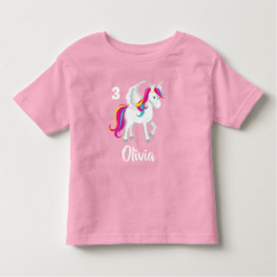 Cute Unicorn Birthday Personalized Pink Toddler T-shirt