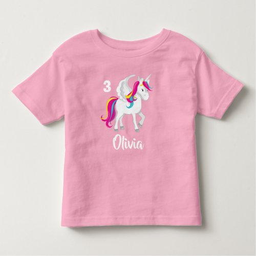 Cute Unicorn Birthday Personalized Pink Toddler T_shirt