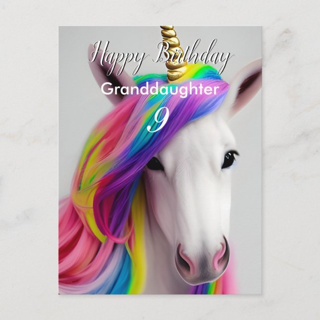 Cute Unicorn Birthday Postcard (Front)