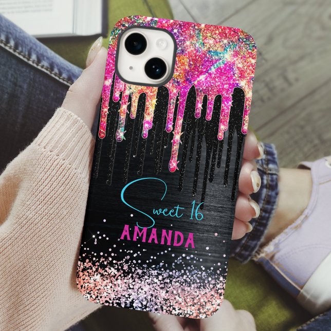 Cute unicorn black glitter birthday monogram Case-Mate iPhone case (Creator Uploaded)