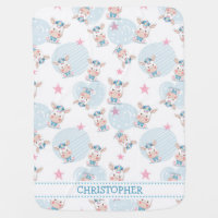 Cute unicorn blue and pink girl baby shower baby blanket