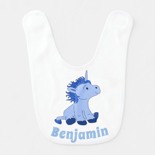 Cute Unicorn Blue Baby Boy Name Baby Bib - Cute Unicorn Blue Baby Boy Name baby bib. This baby bib comes with a cute blue baby unicorn.
Personalize the baby bib with your baby`s name.