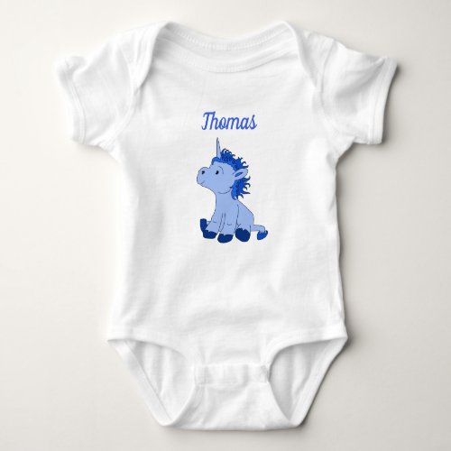 Cute Unicorn Blue Baby Boy Name Baby Bodysuit - Cute Unicorn Blue Baby Boy Baby Bodysuit with Name. This baby bodysuit comes with a cute little baby unicorn in blue color. Personalize the bodysuit with a baby name. Lovely baby gift for a baby shower, new baby,...