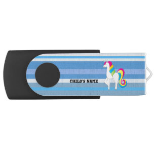 Cute Unicorn Blue Denim Flash Drive